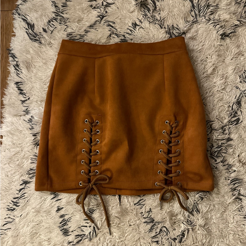 Polyester mini tie up skirt